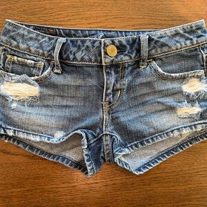 Like New American Eagle Outfitters Distressed Denim Jean Shorts - Blue